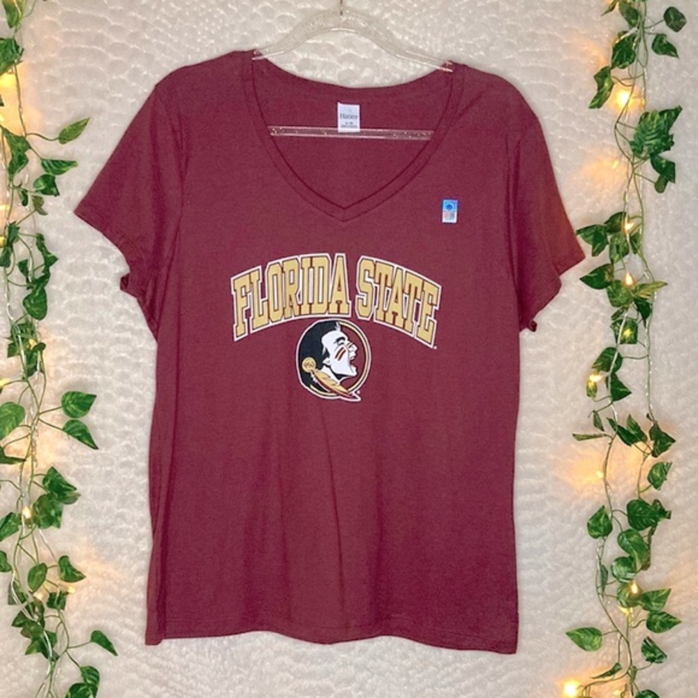 NWT FSU Florida State University Official License Womens Large Red V-neck Top